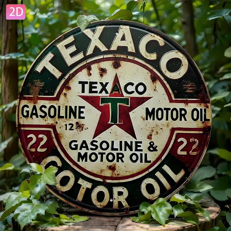 Vintage Collectible Plates - Vintage Texaco Öl-Metallschild – Runde Aluminium-Wanddekoration