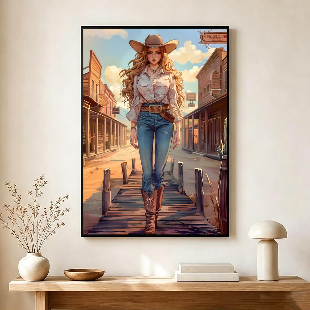 Vintage-Cowgirl-Themenposter,  – Vintage Collectible Posters Bewertung und Preis